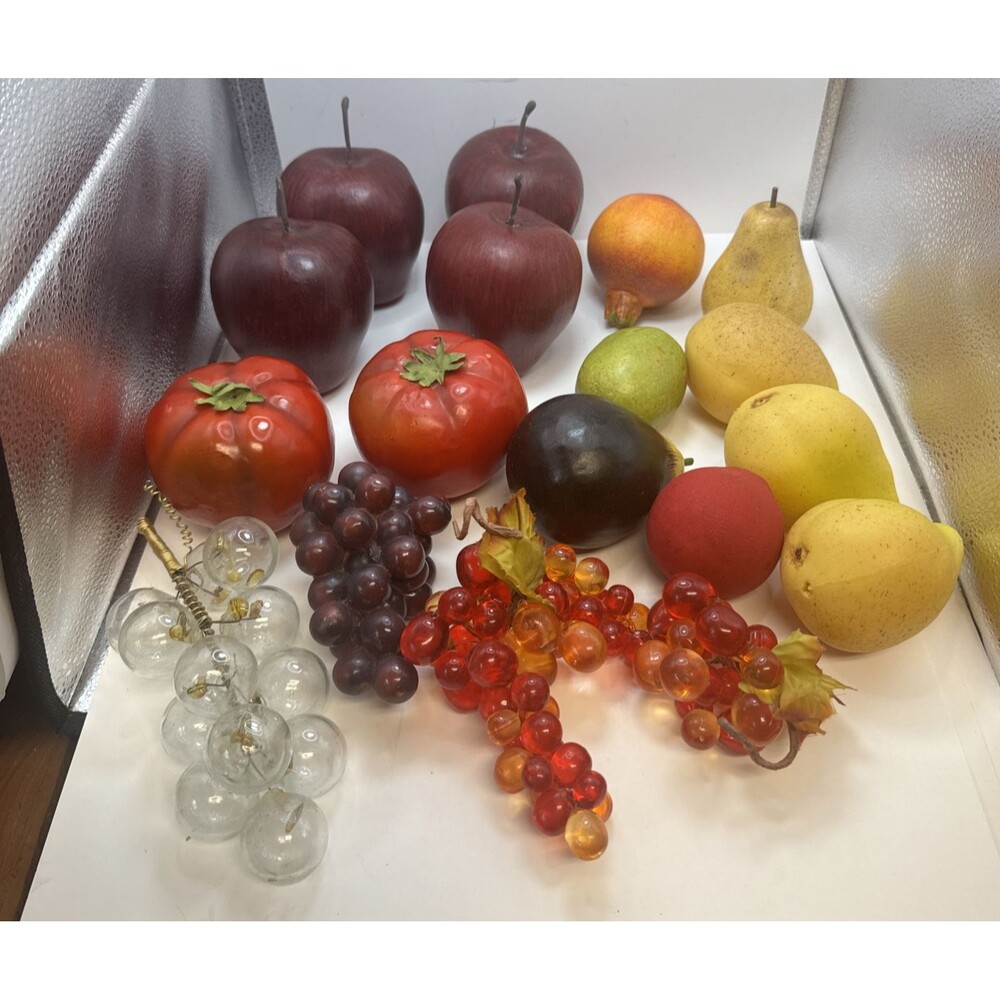 Faux Fruit Vegetables Glass Grapes Pears Apples Tomatoes And Others